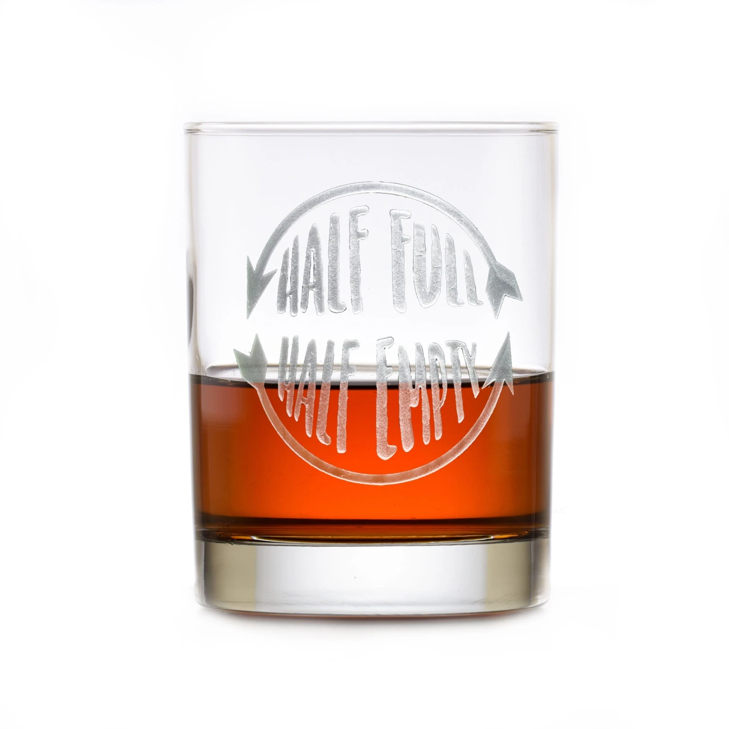 Glass Half Full Half Empty Whiskey Rocks Glass Gift 2 Glass Half Full Half Empty Whiskey Rocks Glass Gift - Image 2