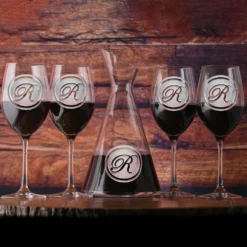 Monogram Crystal Wine Decanter And Glasses Gift Set