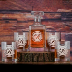 Engraved Whiskey Decanter And Glasses Gift Set
