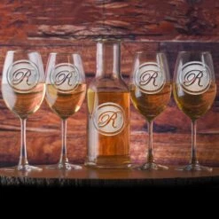 Monogram Crystal Purity Wine Carafe And Glasses Gift Set