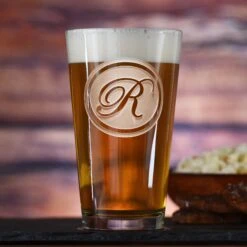 Engraved Pint Glass With Monogram