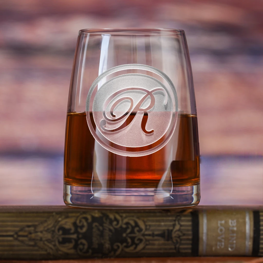 Custom Engraved Rocks DOF Glass, Stolzle Crystal 1 Custom Engraved Rocks DOF Glass, Stolzle Crystal