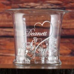 Wedding Gift Monogram Crystal Ice Bucket, Wine Champagne Cooler
