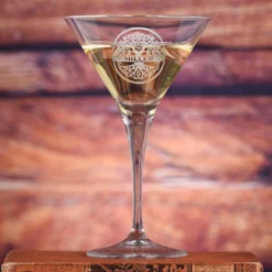 Engraved Crystal Martini Cosmopolitan Glass