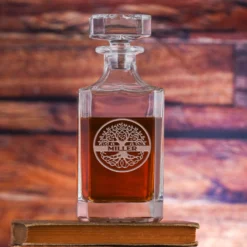 Family Tree Custom Engraved Square Whiskey Decanter