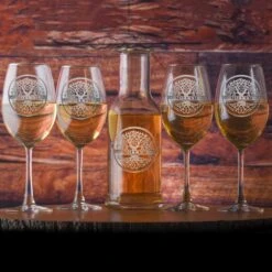 Family Tree Crystal Purity Wine Carafe And Glasses Gift Set