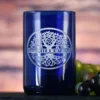 Custom Family Tree Blue Recycled Wine Bottle Glass