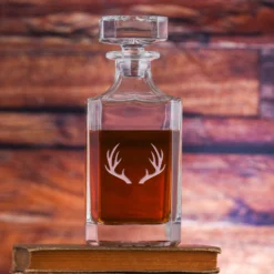 Deer Or Elk Antlers Square Whiskey Decanter