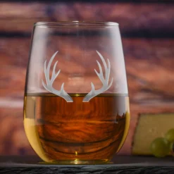 Deer Antlers Stemless Wine Glass Set Of 2