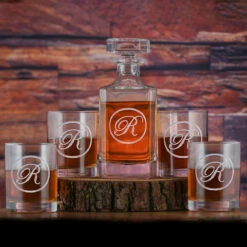 Liquor Decanter And Glasses Gift Set Of 5