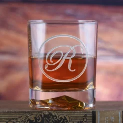 Custom Monogram Whiskey Glass - Luigi Bormioli On The Rocks
