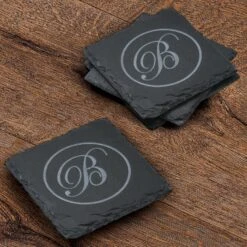 Monogram Slate Coasters, SET OF 4