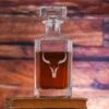 Texas Longhorn Steer Skull Square Whiskey Decanter