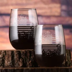 American Flag Stemless Wine Glass Set Of 2