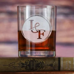 Wedding Anniversary Couple Initials Engraved Rocks Glass