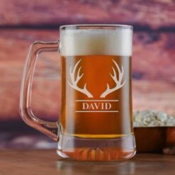 Custom Engraved Beer Mugs With Antlers And Name