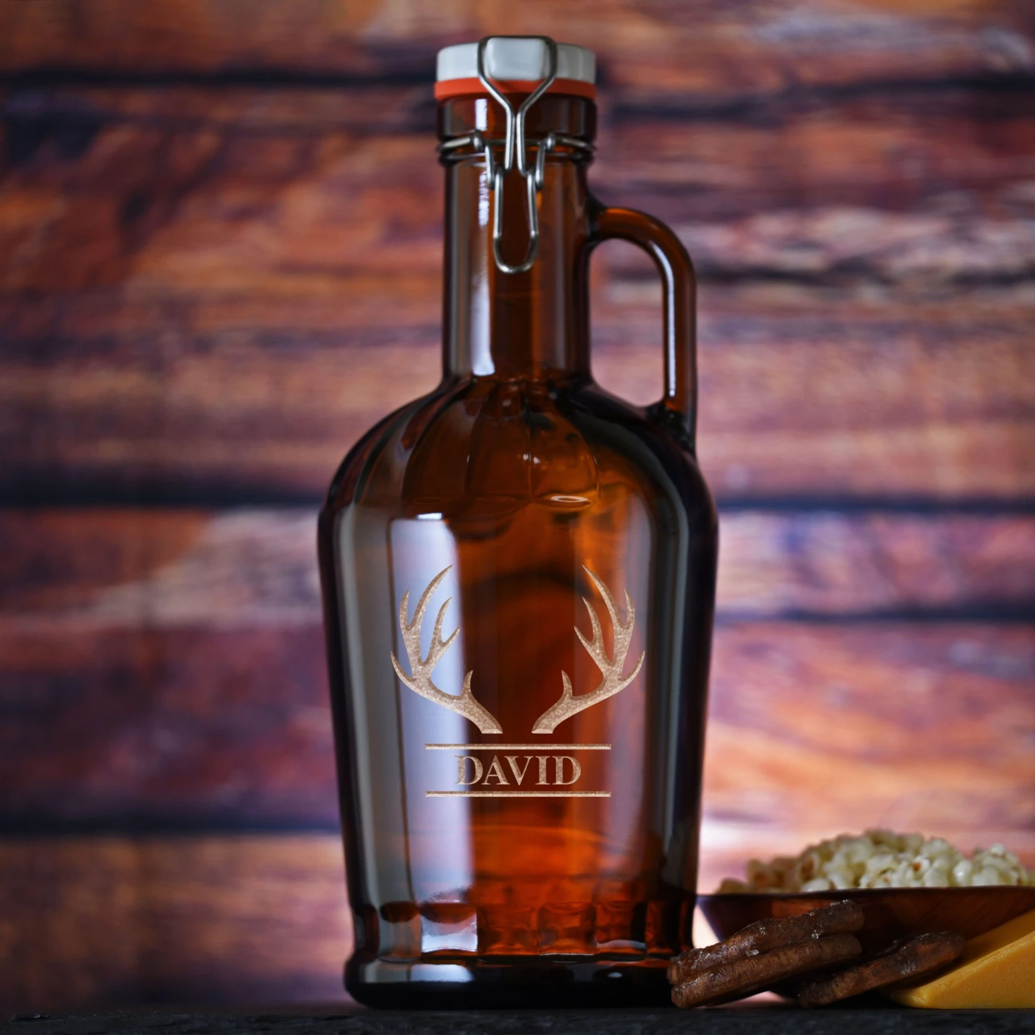 Custom Engraved Grolsch Beer Growler With Antlers 1 Custom Engraved Grolsch Beer Growler With Antlers