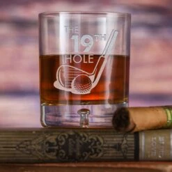 Golf Lover Crystal Bourbon Whiskey Rocks Glass