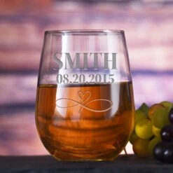 Wedding Favor Stemless Wine Glass Gift