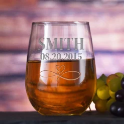 Wedding Favor Stemless Wine Glass Gift
