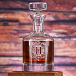 Monogrammed Engraved Scotch, Whiskey Decanter