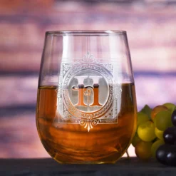 Personalized Initial Boxed Stemless Wine Glass