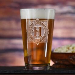 Monogrammed Engraved Pub Pint Beer Water Glass