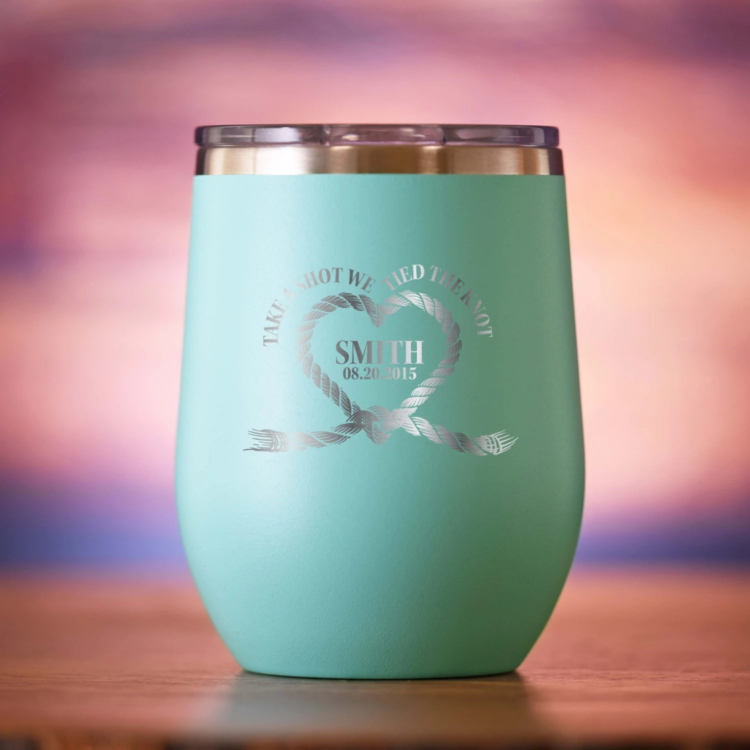 Take A Shot We Tied The Knot Stemless Wedding Tumbler Gift - Image 3