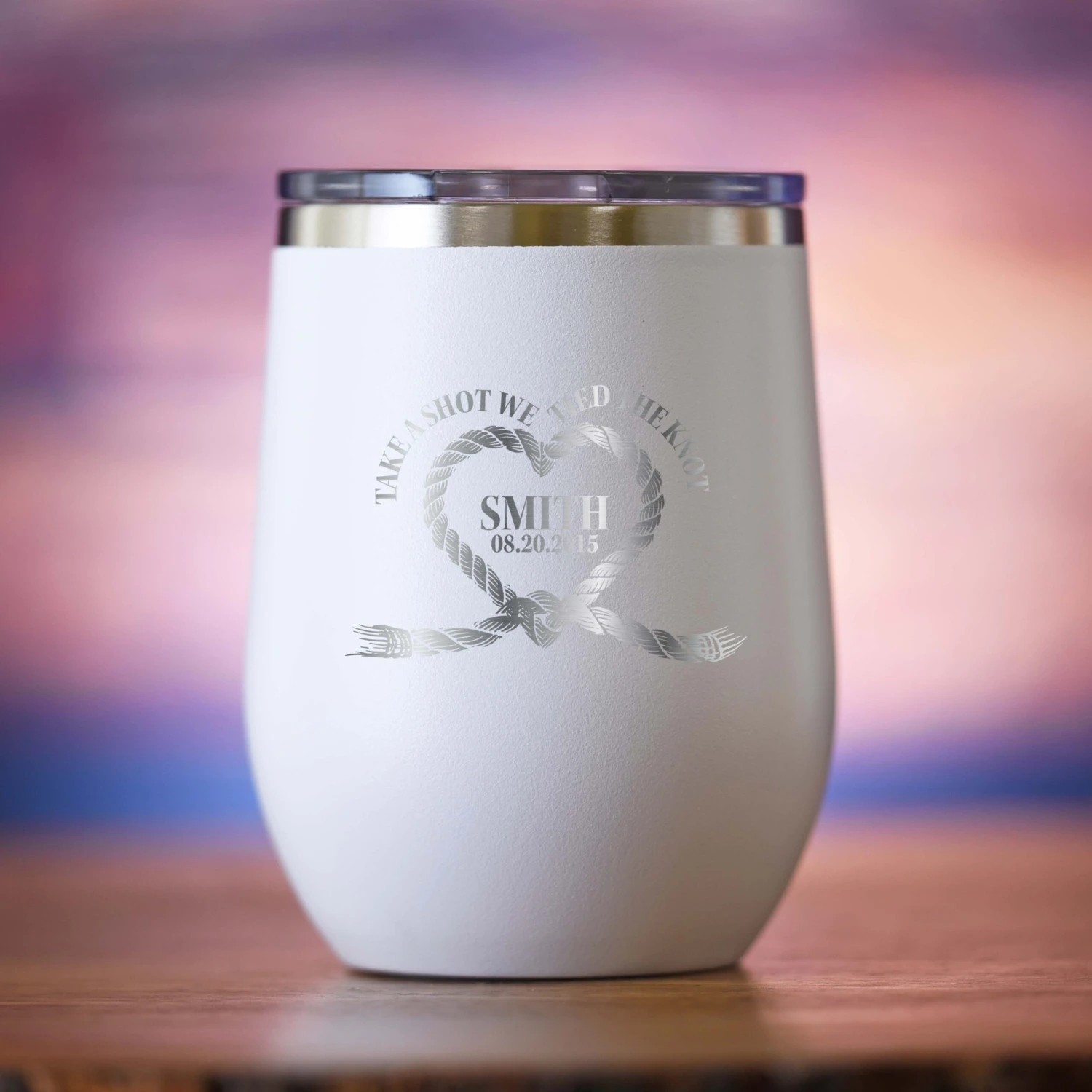 Take A Shot We Tied The Knot Stemless Wedding Tumbler Gift - Image 4