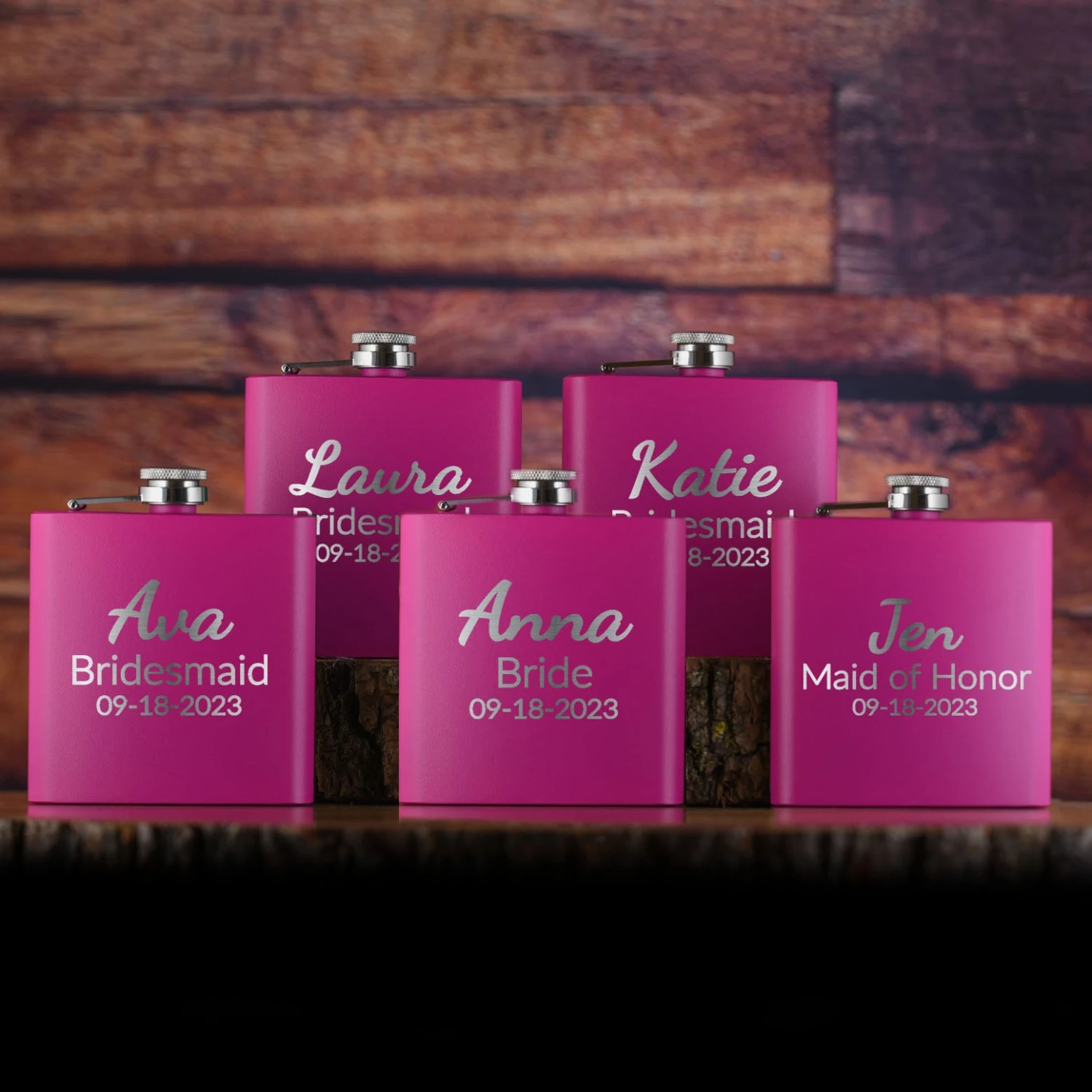 Bridesmaid Custom Pocket Flask Gifts Set Of 5 1 Bridesmaid Custom Pocket Flask Gifts Set Of 5