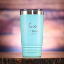 Bridesmaid Custom Travel Tumbler Gift -crystal imagery shop M213 aqua tumb coloredbg 1 scaled