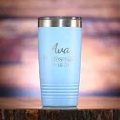 Bridesmaid Custom Travel Tumbler Gift -crystal imagery shop M213 babyblue tumb coloredbg 1