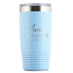 Bridesmaid Custom Travel Tumbler Gift -crystal imagery shop M213 babyblue tumb whitebg 1