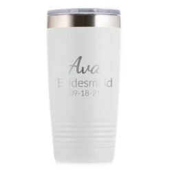 Bridesmaid Custom Travel Tumbler Gift -crystal imagery shop M213 white tumb whitebg
