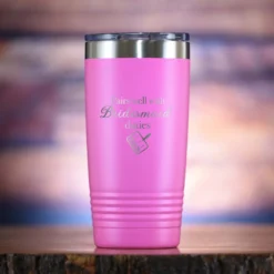 Pairs Well With Bridesmaid Duties Travel Tumbler Gift -crystal imagery shop M217 pink tumb coloredbg 1 scaled