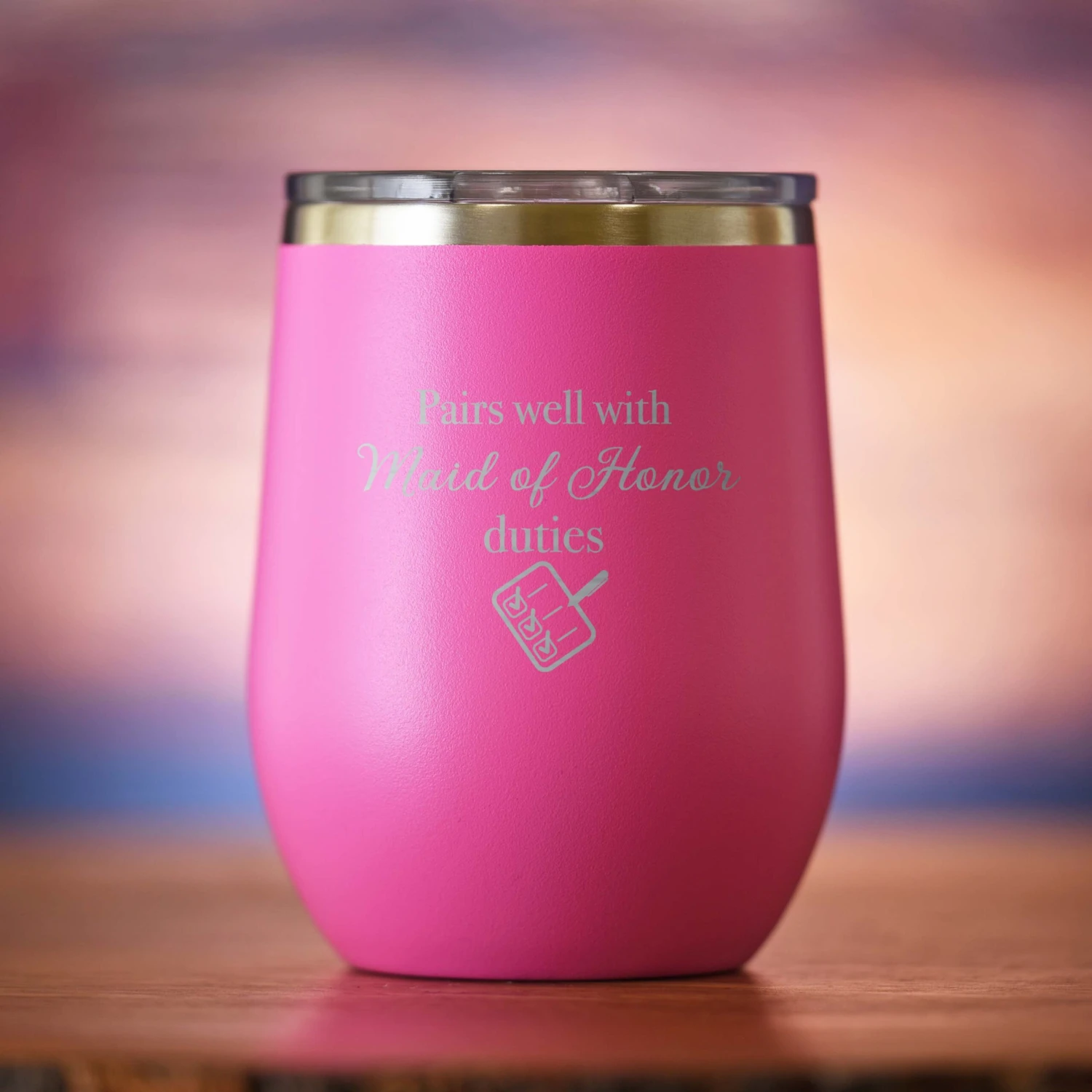 Pairs Well With Maid Of Honor Duties Wine Tumbler Gift - Image 3