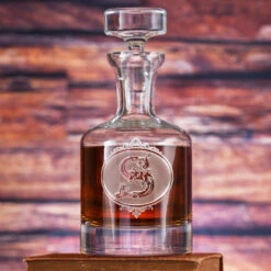 Monogrammed With Initial Engraved Whiskey Scotch Decanter