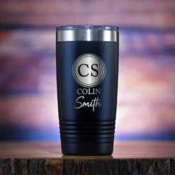 Two Monogram Insulated Travel Tumbler Gift 8 Two Monogram Insulated Travel Tumbler Gift -crystal imagery shop M224 BLACK tumbcoffee scaled