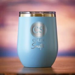 Two Monograms Stemless Wine Insulated Tumbler Gift 8 Two Monograms Stemless Wine Insulated Tumbler Gift -crystal imagery shop M224 LTBLUE tumbless