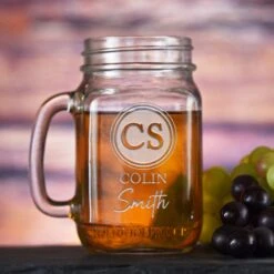 Two Monograms Wedding Favor Gift Mason Jar