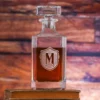 Shield Monogram Square Whiskey Decanter
