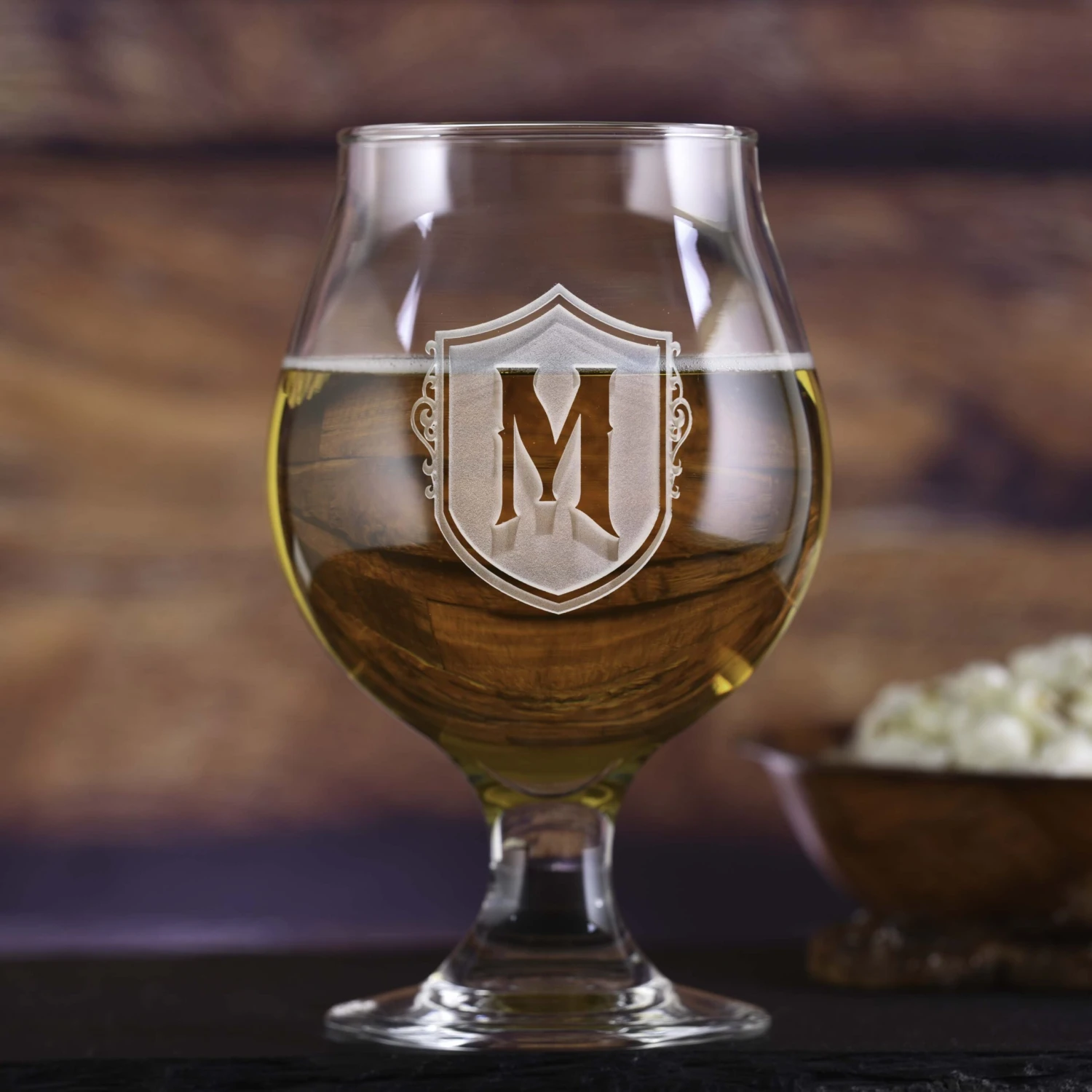 Monogram Engraved Belgian Beer And Cider Glass 1 Monogram Engraved Belgian Beer And Cider Glass