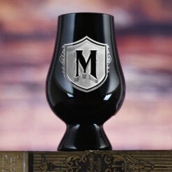 Engraved Black Glencairn Whisky Glass With Crest