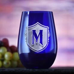 Monogrammed Blue Stemless Wine Glass Tumbler By Crystal Imagery