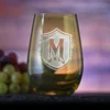 Monogrammed Green Stemless Wine Glass Tumbler By Crystal Imagery