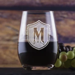 Monogram Stemless Wine Glass Tumbler By Crystal Imagery