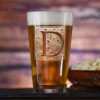 Engraved Letter Initial On Pub Pint Water Glass