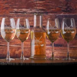 Monogram Golf Crystal Wine Carafe And Glasses Gift Set