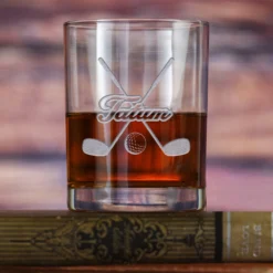 Monogram Engraved Golf Lover Whiskey Glass