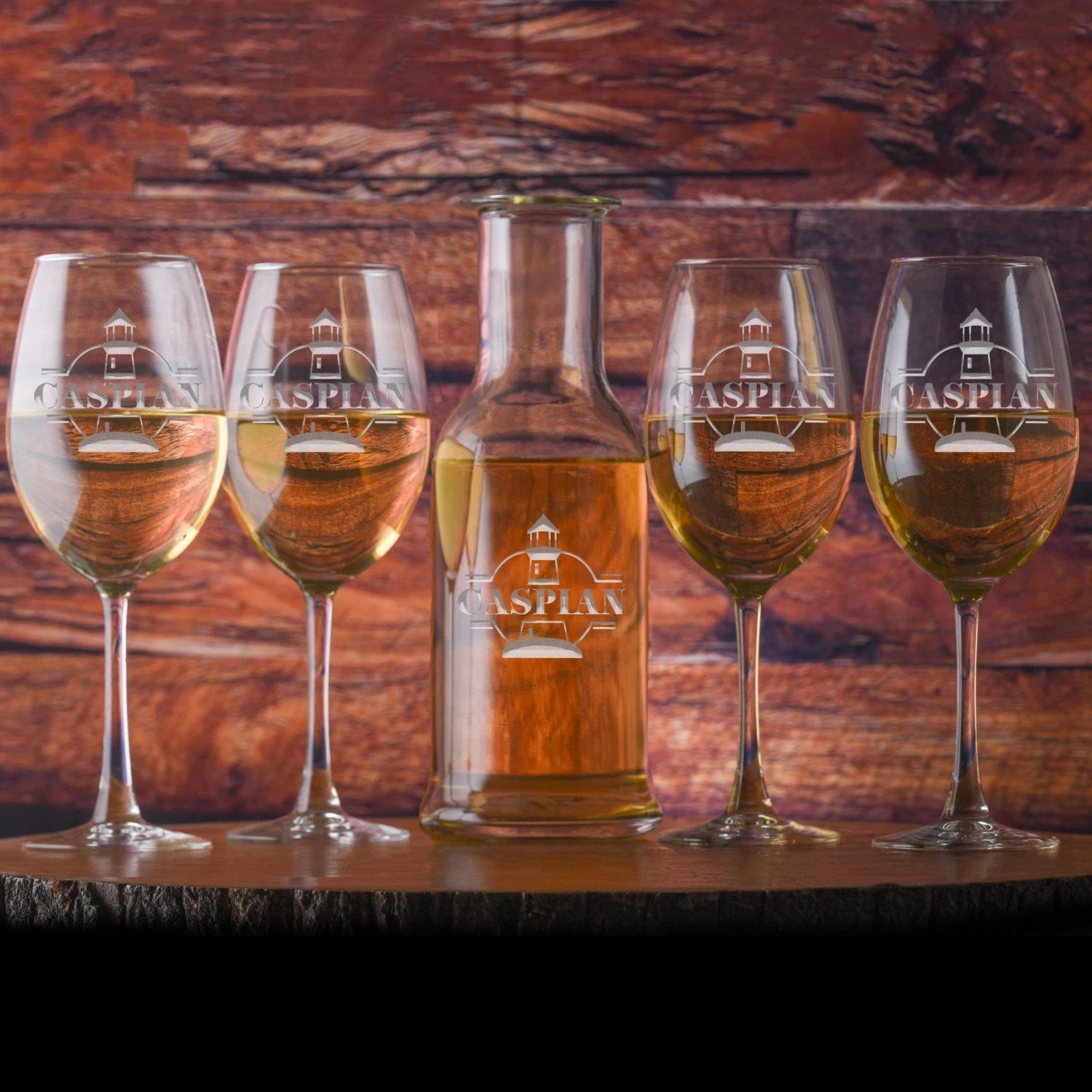 Custom Nautical Lighthouse Crystal Wine Carafe And Glasses Gift Set 1 Custom Nautical Lighthouse Crystal Wine Carafe And Glasses Gift Set